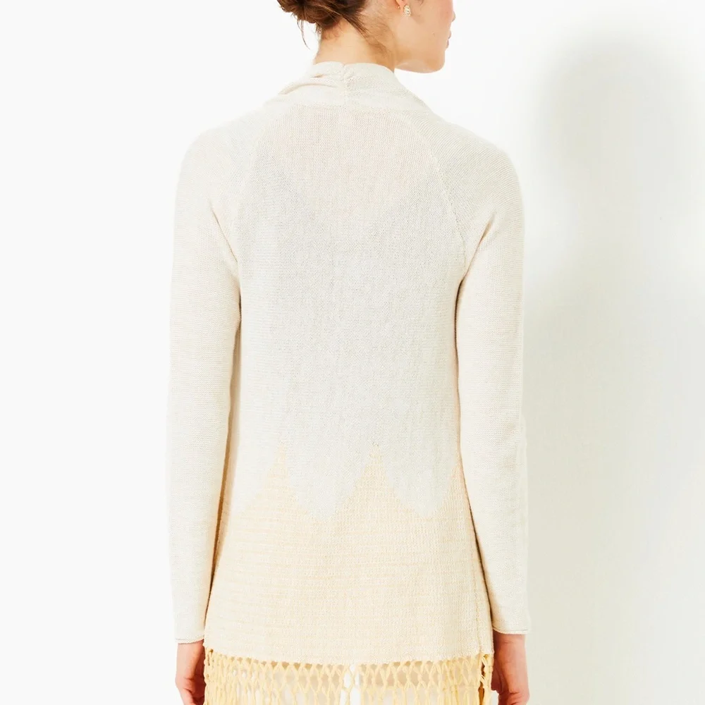 Lilly Pulitzer Tatum Long Fringe Hem
Cardigan Gold Metallic Small - Picture 11 of 12